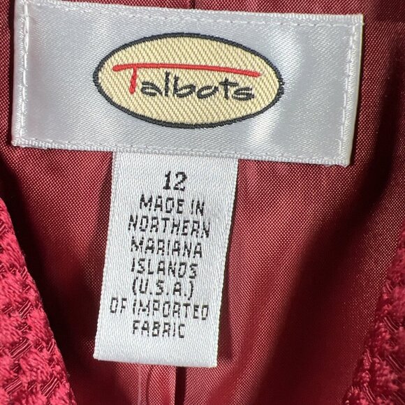 Talbots Women's Blazer Jacket Size 12 Solid Red Silk Wool Long Sleeve New Tags - Picture 4 of 9